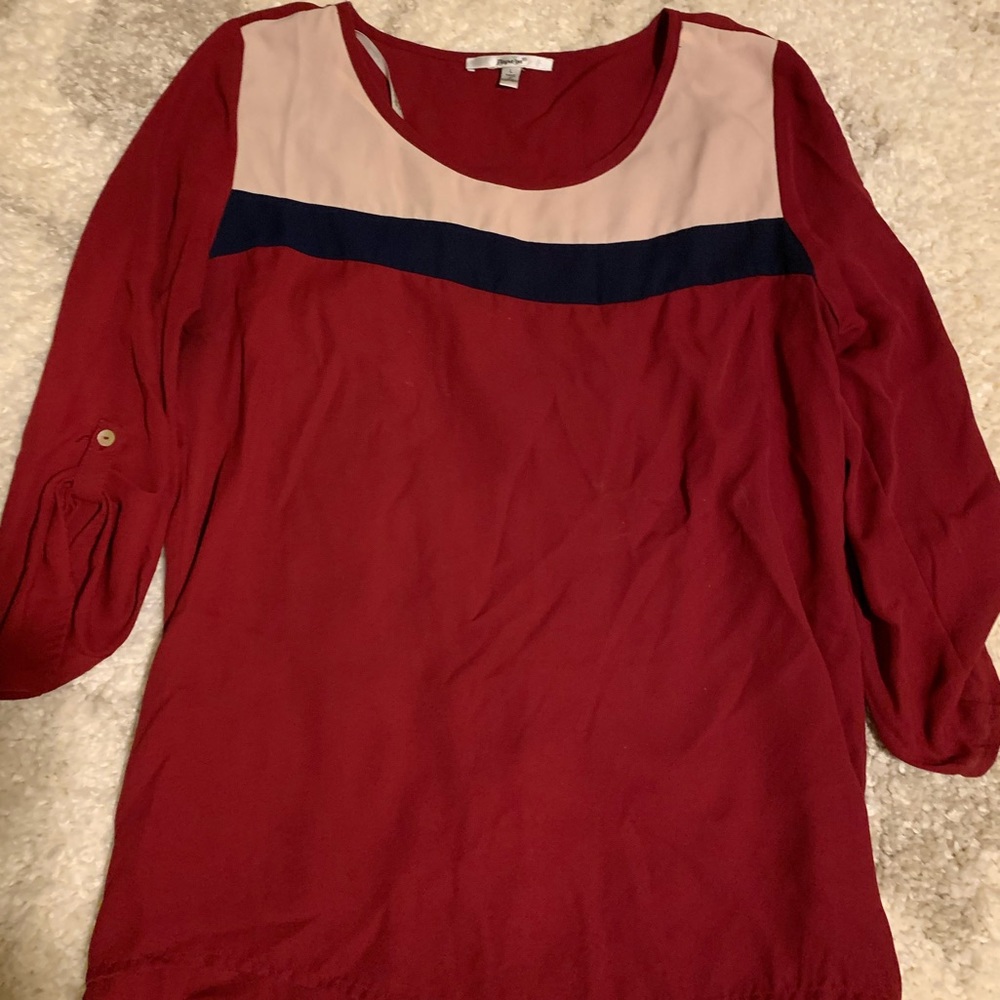 Red Long Sleeves Blouse